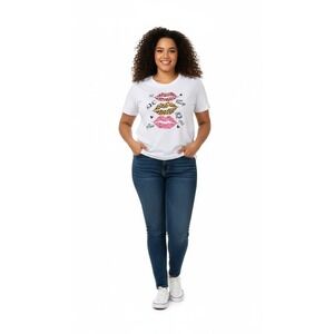 Womens‎ Top Unbranded White Lips Graphic Tee Shirt Short Sleeve  Top Size XL